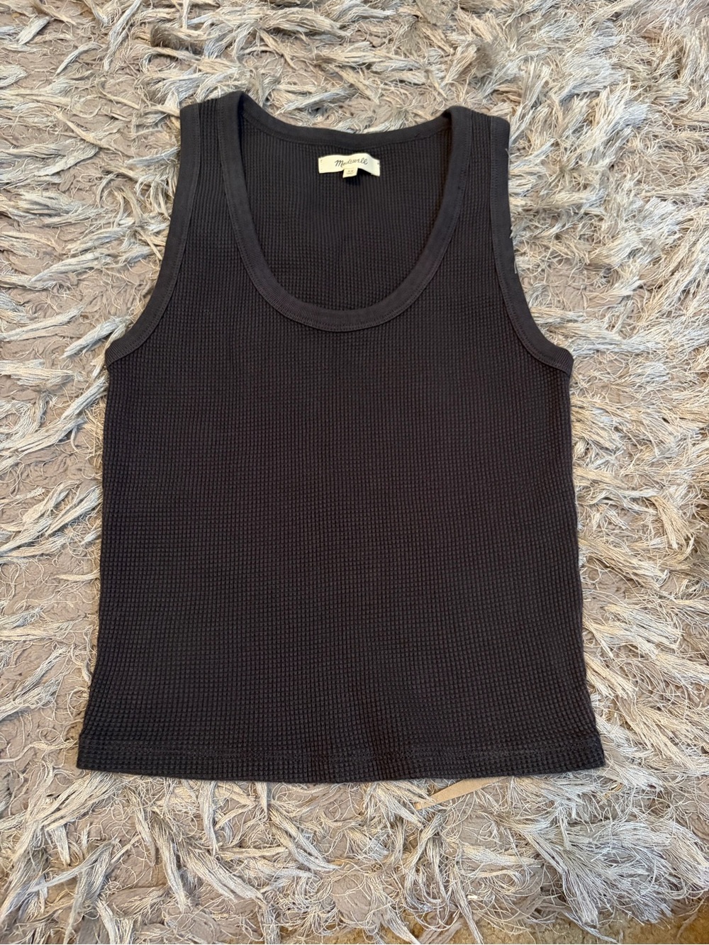 Madewell Black Waffle Knit Tank Top